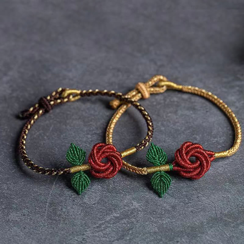 Handmade Red String Bracelet with Eight Thread Peace Knot for Luck