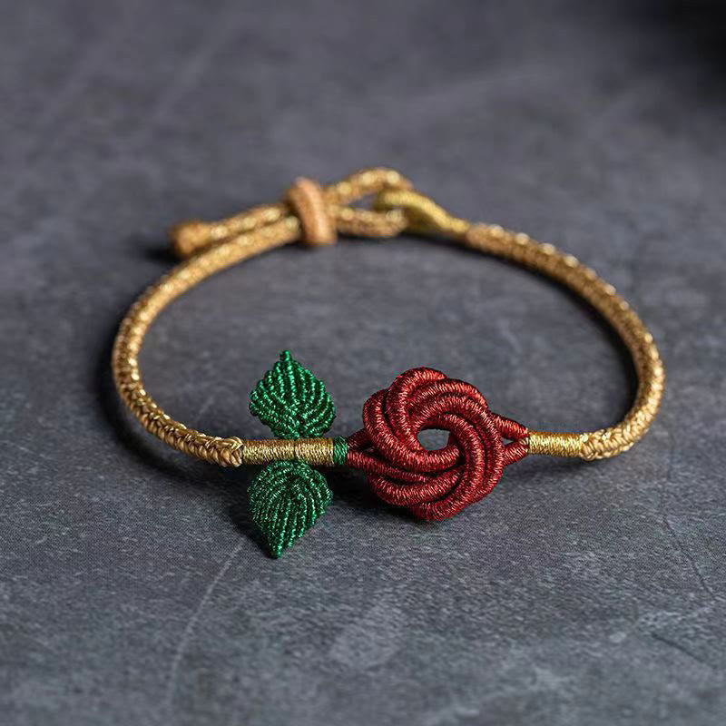 Handmade Red String Bracelet with Eight Thread Peace Knot for Luck