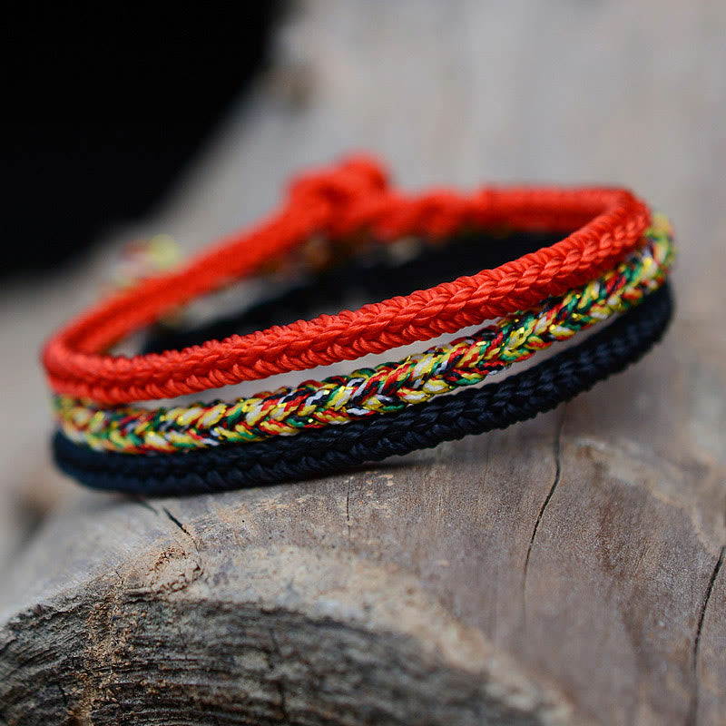 Handmade Red String Eight Thread Peace Knot Bracelet