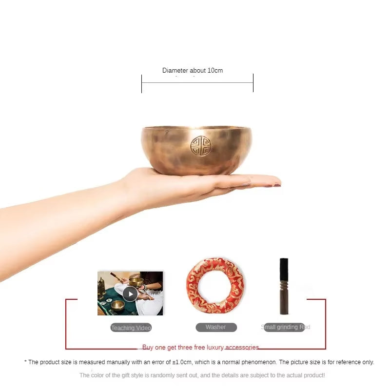 Bronze Singing Bowl on palm, Handmade Tibetan Sound Bowl for Healing