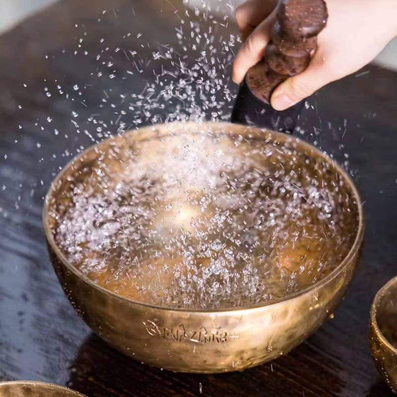 Brass singing bowl with water droplets, Handmade Tibetan Sound Bowl for Healing