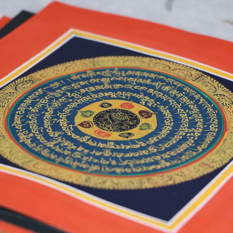 Handmade Tibetan Thangka Painting Decoration 26x26cm Random Pattern