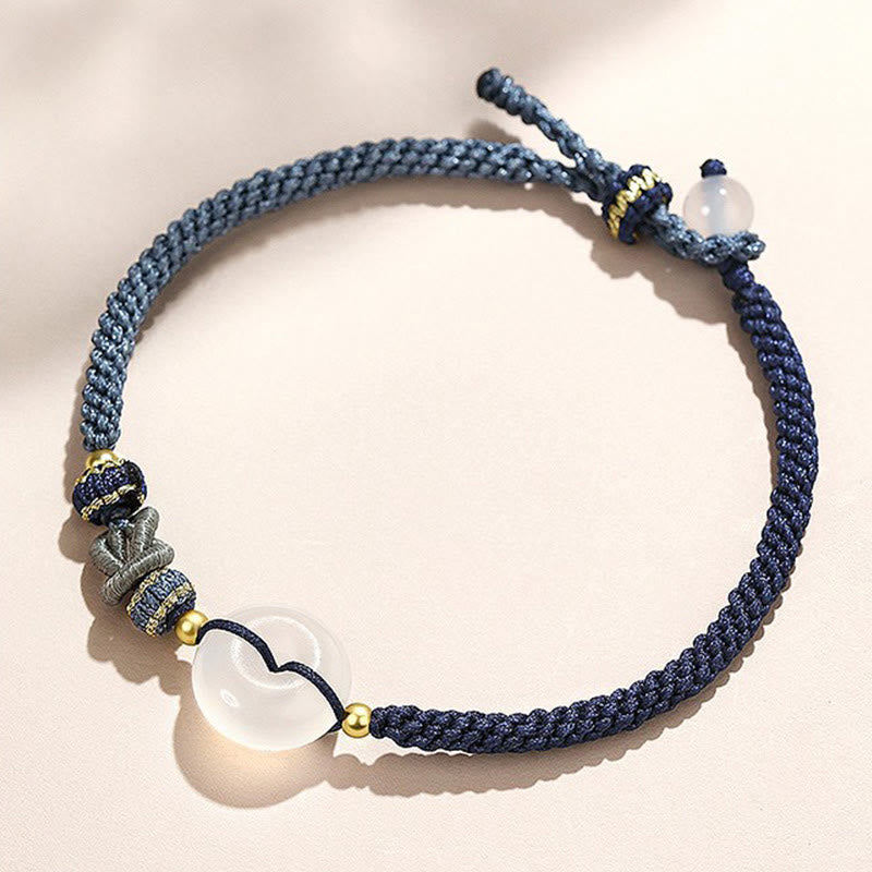 Handmade White Agate Peace Buckle Luck Protection Bracelet