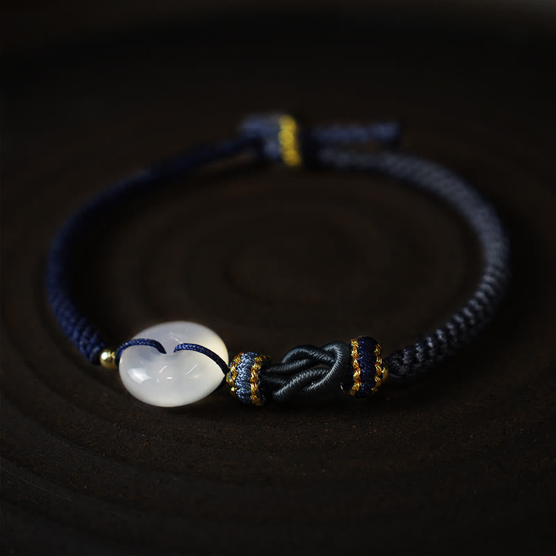 Handmade White Agate Peace Buckle Luck Protection Bracelet