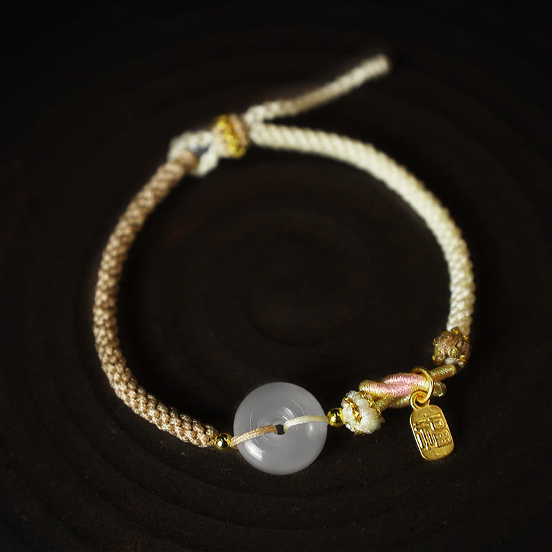 Handmade White Agate Peace Buckle Luck Protection Bracelet