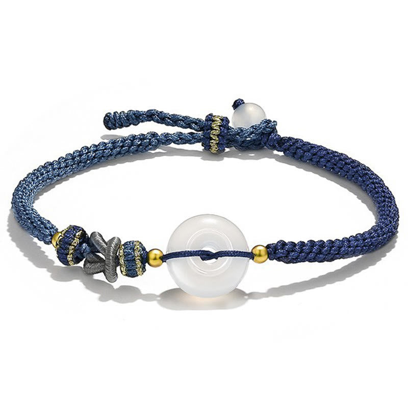 Handmade White Agate Peace Buckle Luck Protection Bracelet