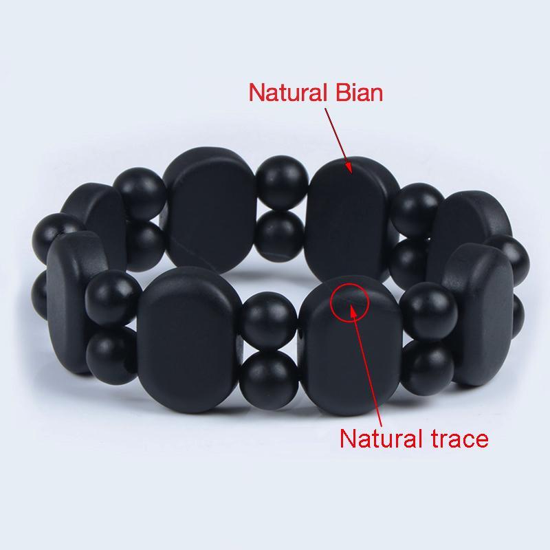 Natural Black Bian Stone Bracelet - Elegant Gem Jewelry