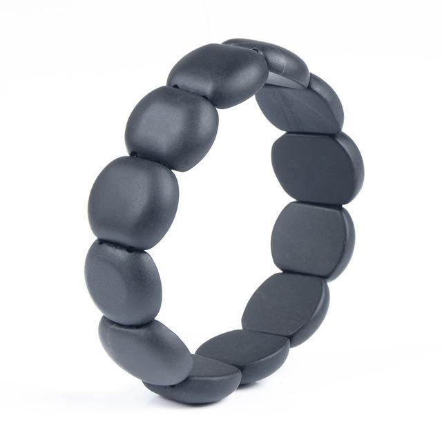 Natural Black Bian Stone Bracelet - Elegant Gem Jewelry