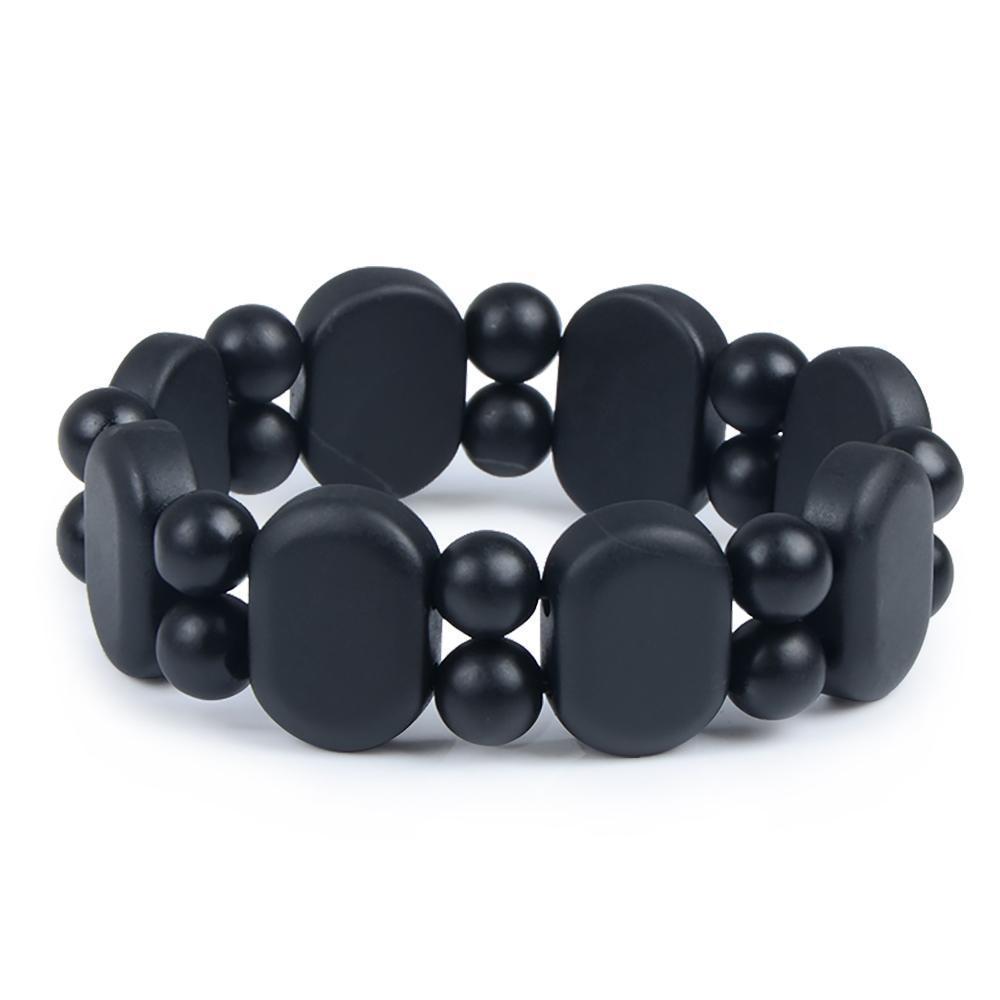 Natural Black Bian Stone Bracelet - Elegant Gem Jewelry
