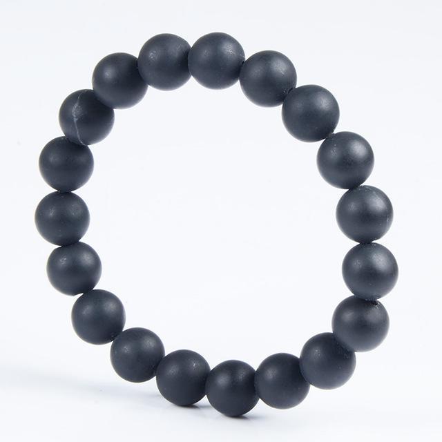 Natural Black Bian Stone Bracelet - Elegant Gem Jewelry