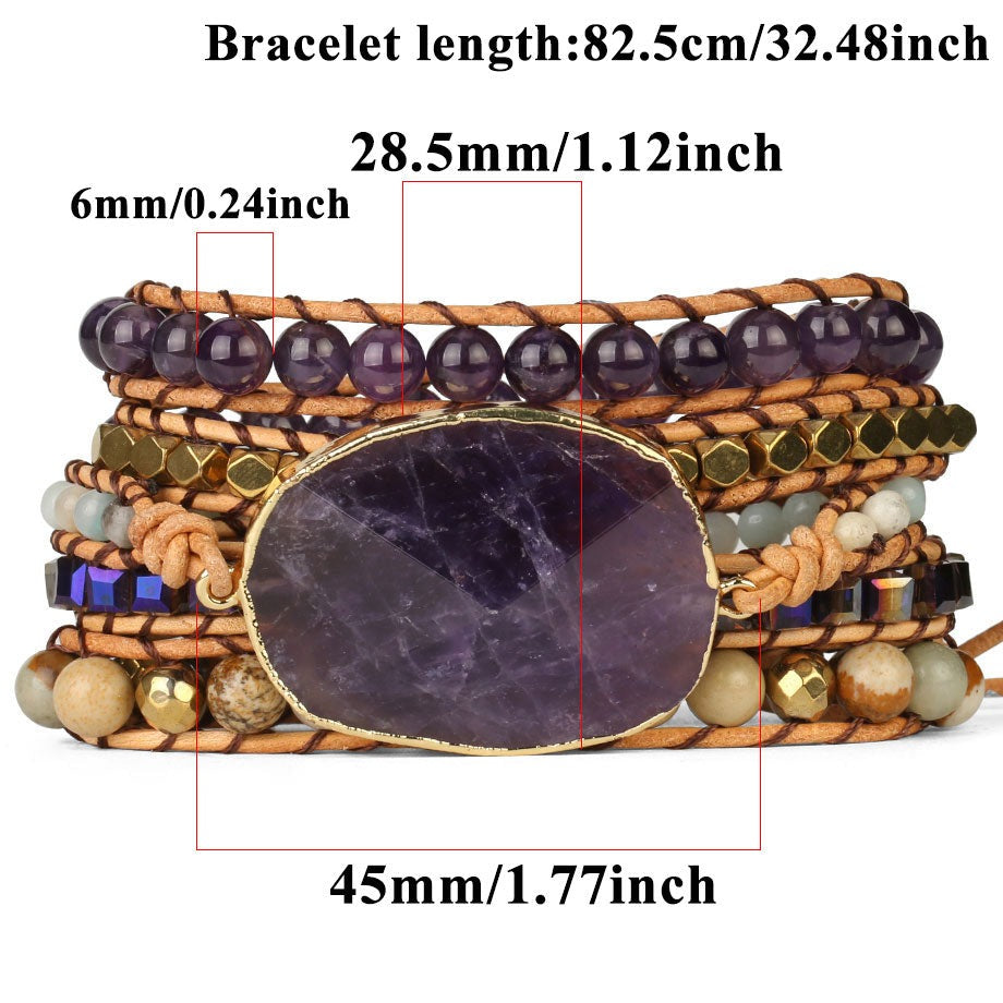 Gemstone Wrap Bracelet with Amethyst and Aventurine
