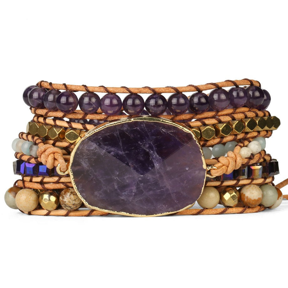 Gemstone Wrap Bracelet with Amethyst and Aventurine