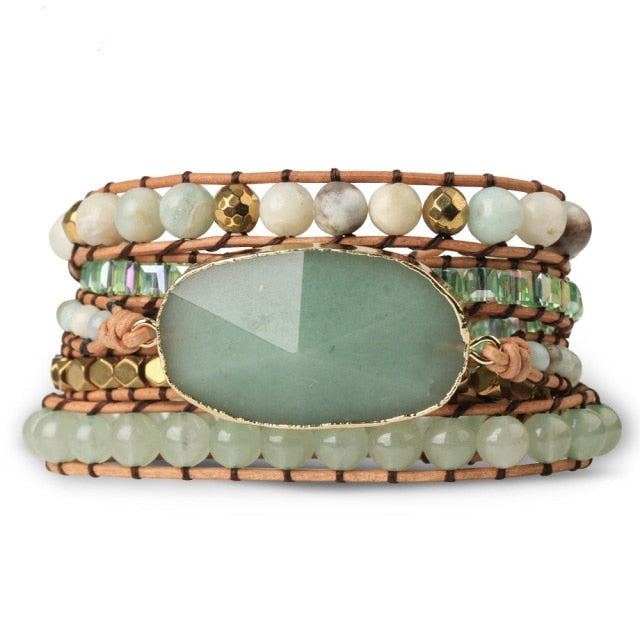 Gemstone Wrap Bracelet with Amethyst and Aventurine