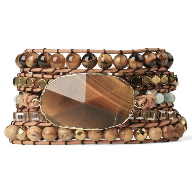 Gemstone Wrap Bracelet with Amethyst and Aventurine