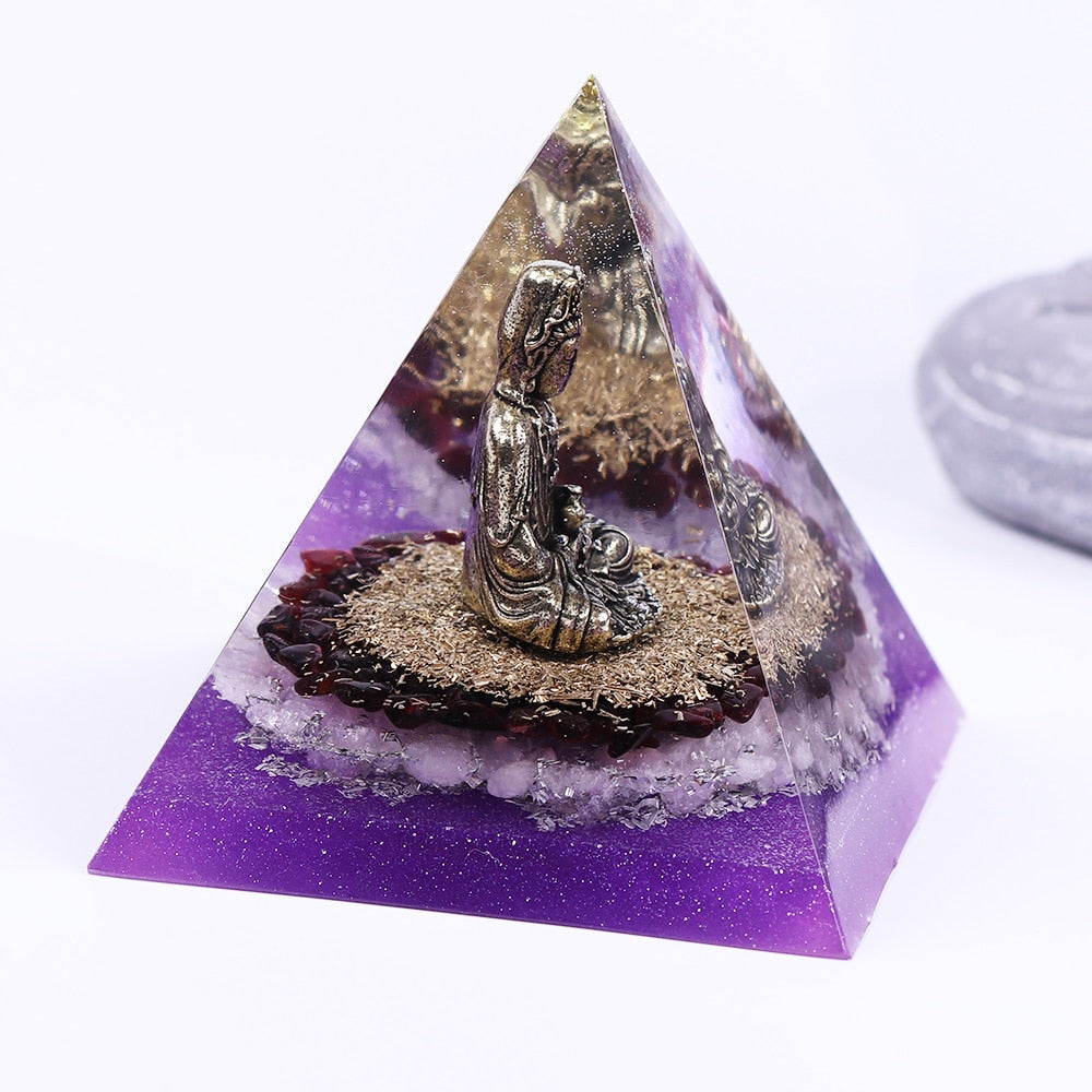 Healing and Grounding Buddha Orgonite Pyramid