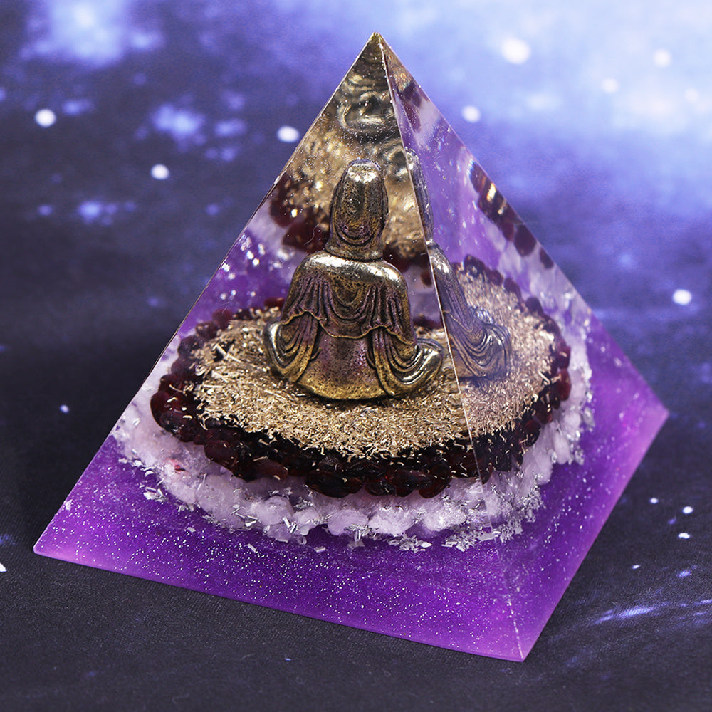 Healing and Grounding Buddha Orgonite Pyramid