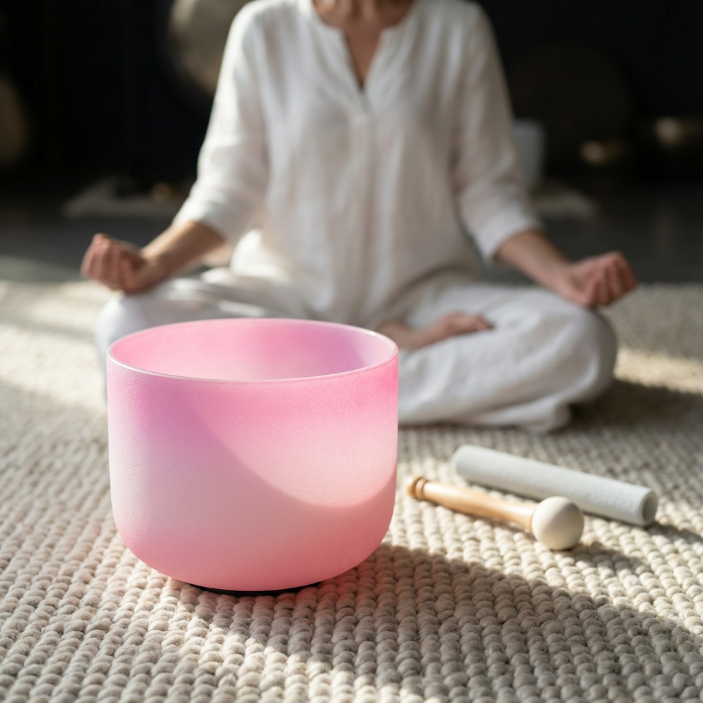 Heart Chakra Quartz Crystal Singing Bowl F Note