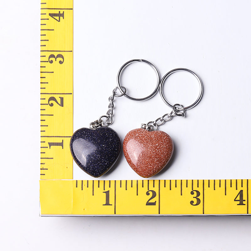 Heart Crystal Key Chain | 1.15in Carved Gemstone | Healing Gifts