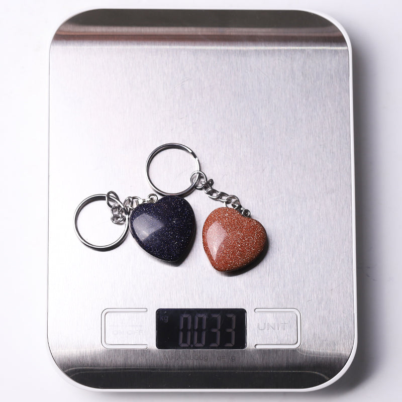 Heart Crystal Key Chain | 1.15in Carved Gemstone | Healing Gifts