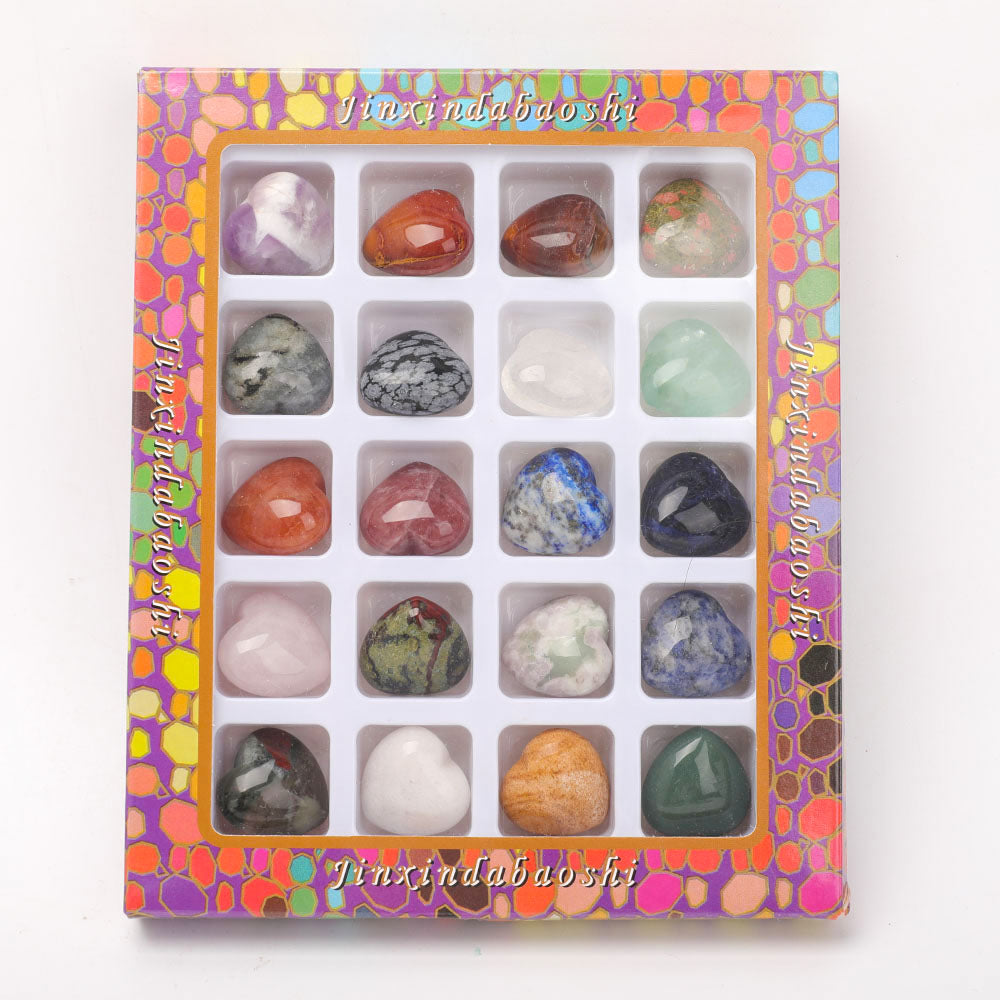 Heart Shape Palm Stones Collection Box for Healing