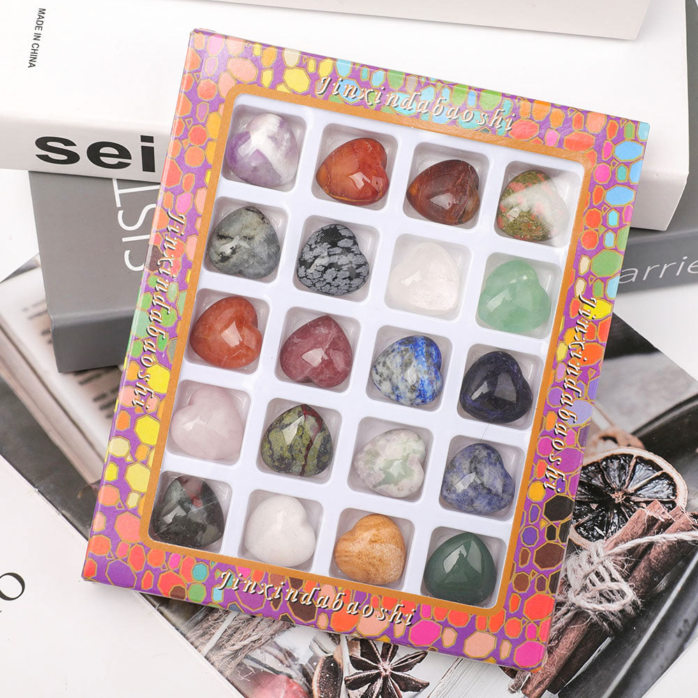 Heart Shape Palm Stones Collection Box for Healing