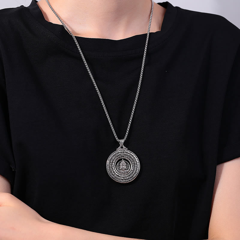 Heart Sutra Copper Buddha Peace Buckle Necklace