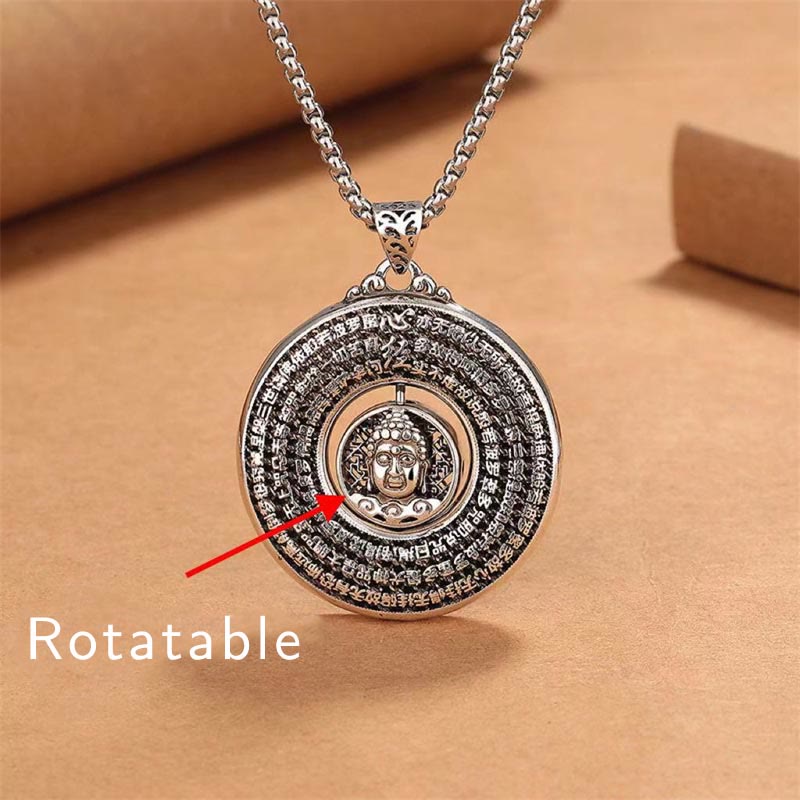 Heart Sutra Copper Buddha Peace Buckle Necklace