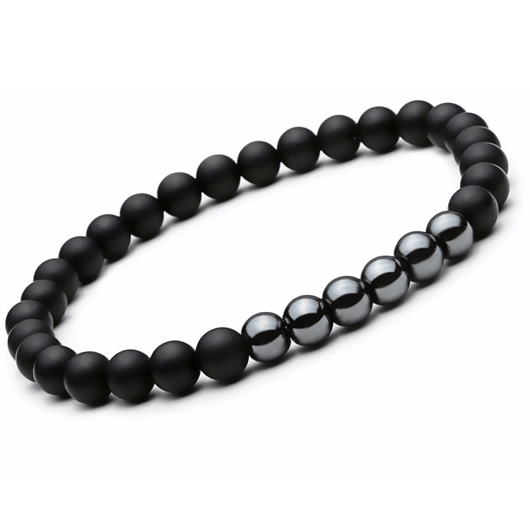 Hematite Agate Bracelet Set for Protection and Balance