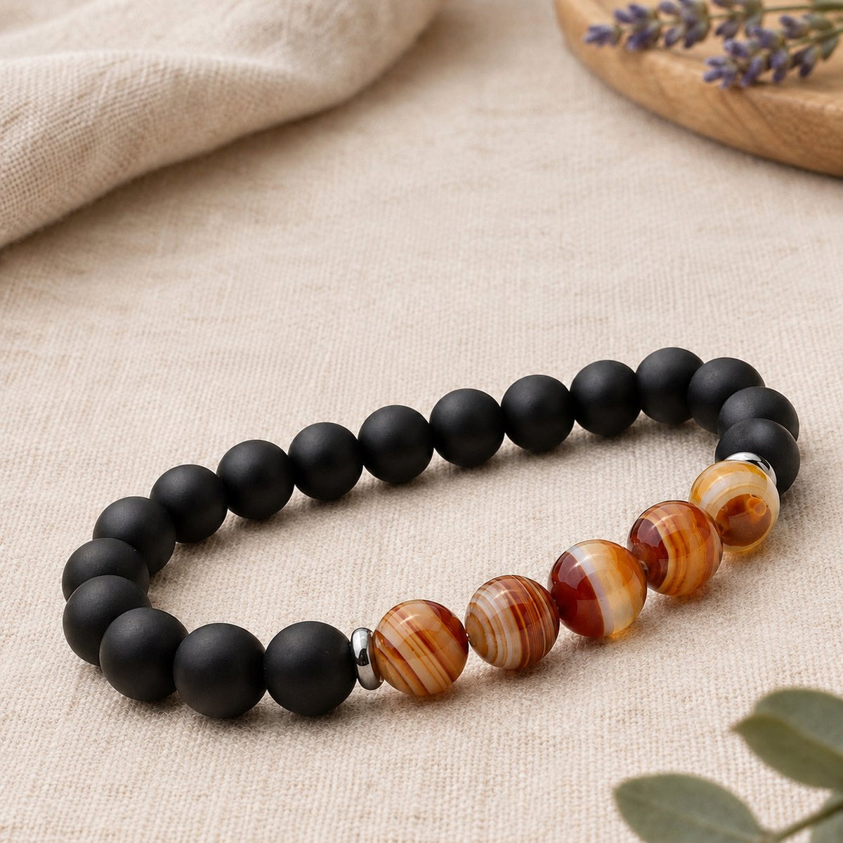 Hematite Agate Bracelet Set for Protection and Balance, agate bracelet alone