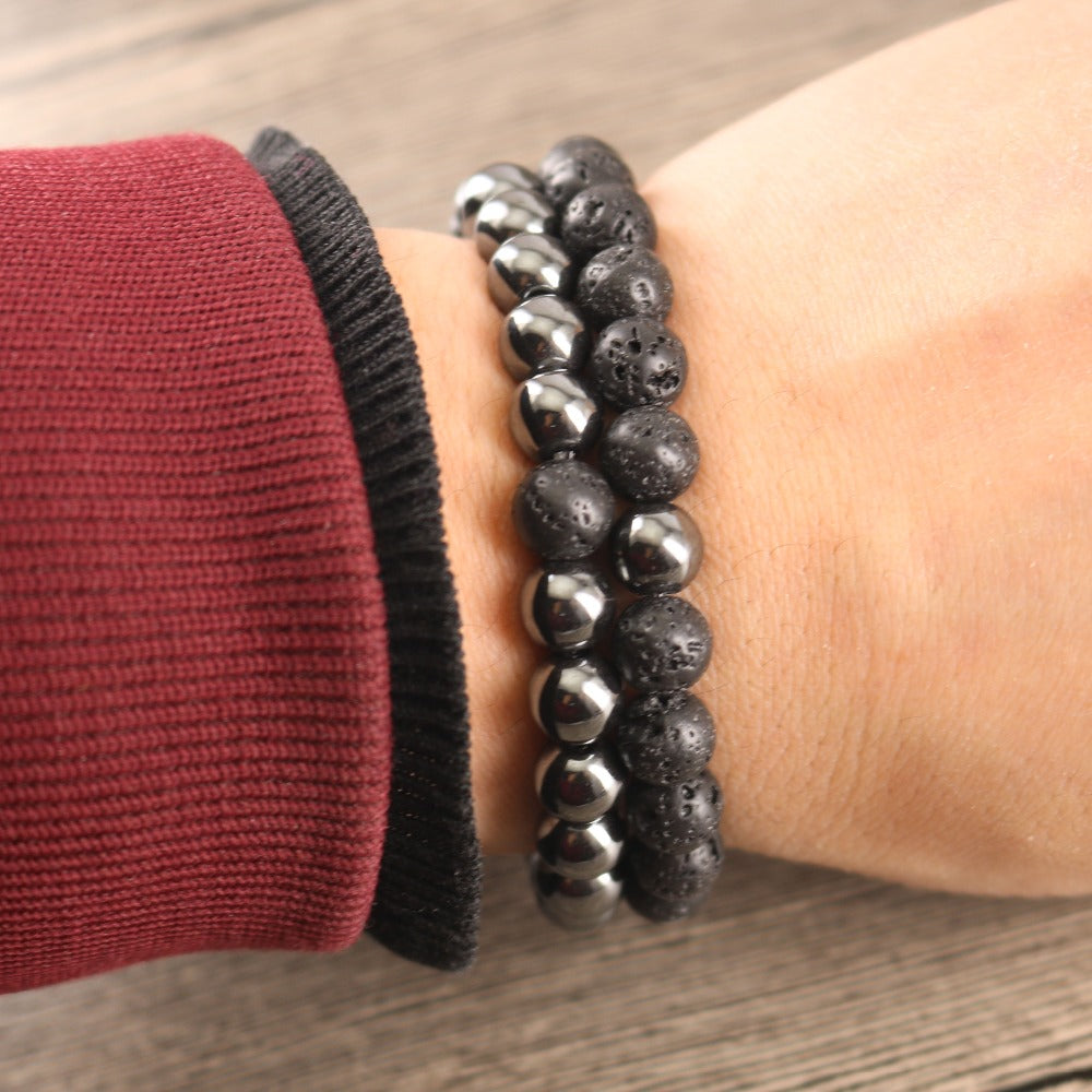 Hematite and Lava Stone Balance Bracelets