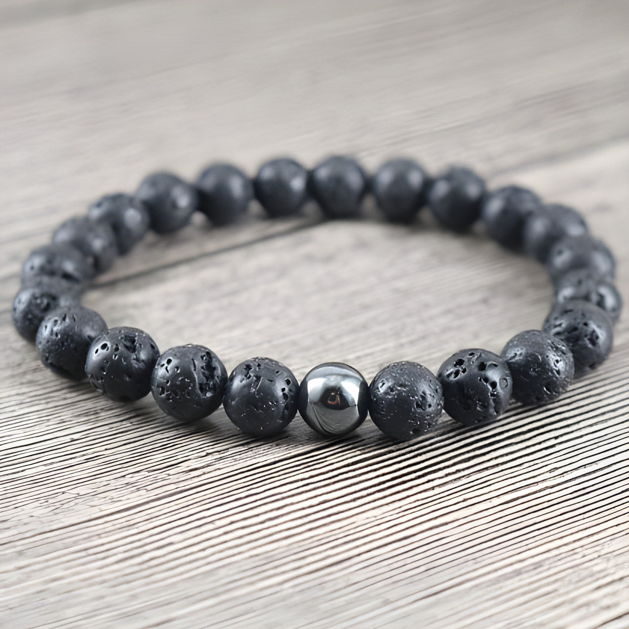 Hematite & Lava Stone Energy Balance Bracelets