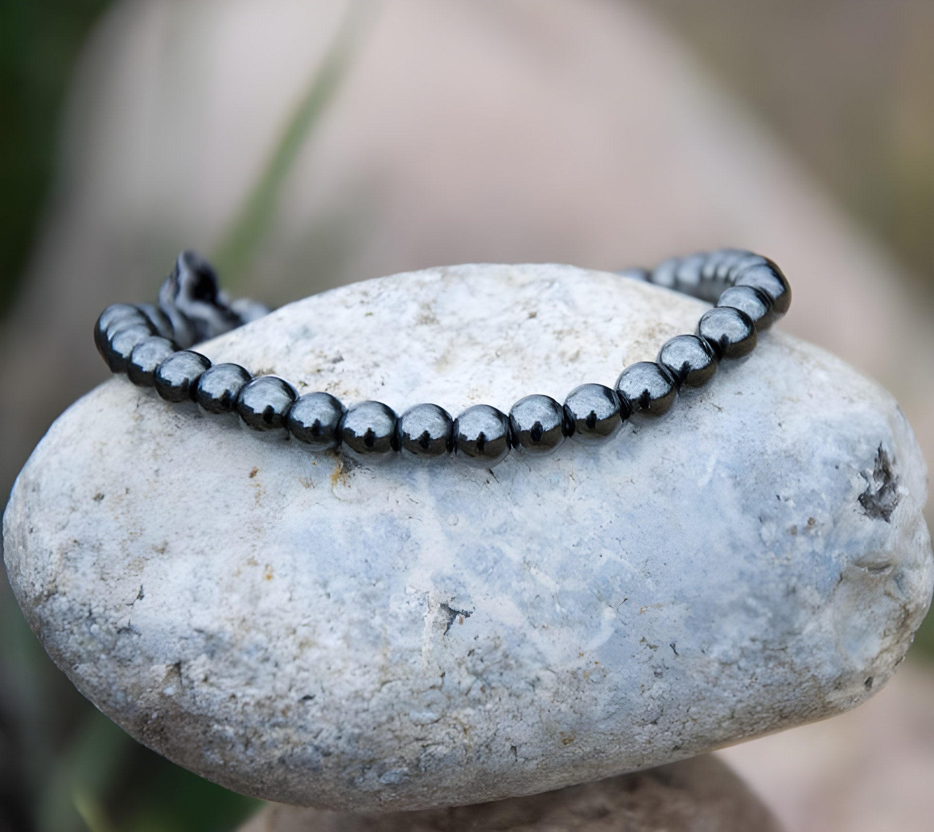 Hematite Skull Bracelet with Black Zirconia Eyes