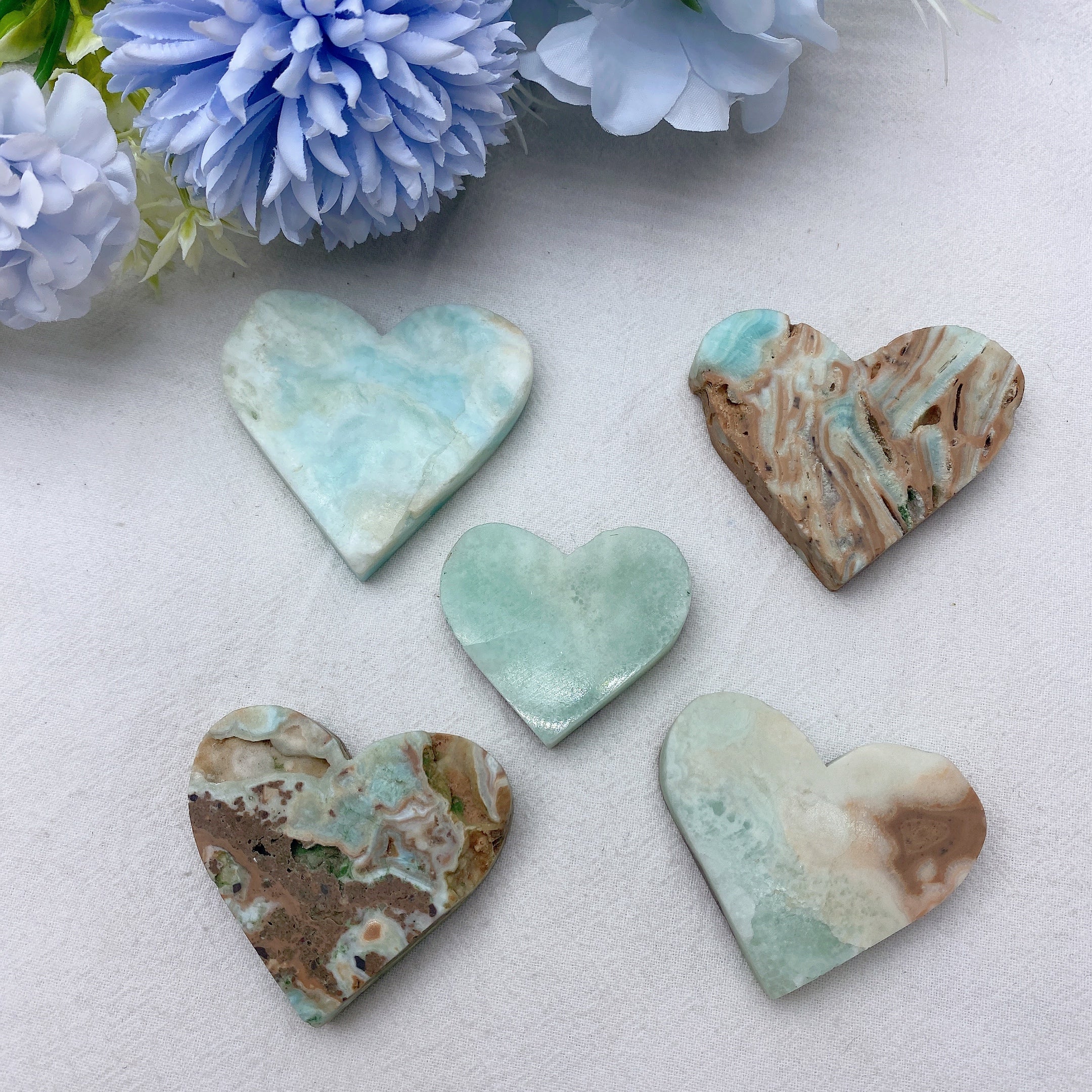 Hemimorphite Heart Crystal 1.7-2.0" Polished Healing Stone
