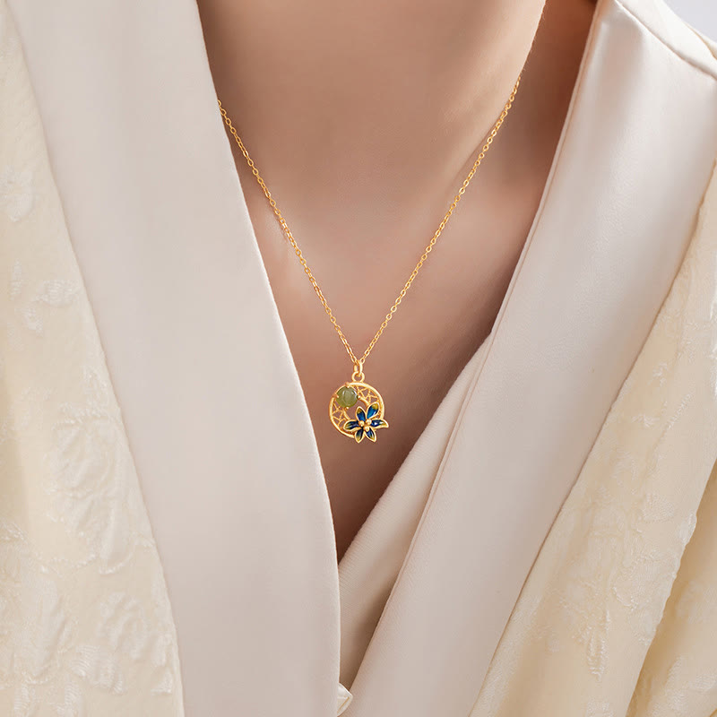 Hetian Cyan Jade 3Pcs Jewelry Set | Necklace Ring Earrings