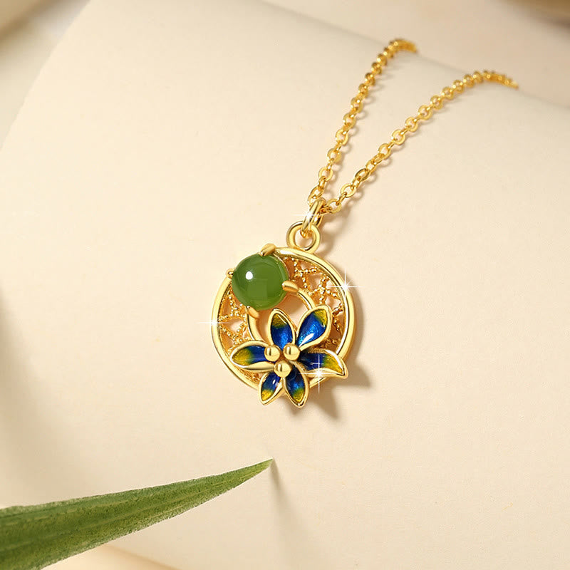 Hetian Cyan Jade 3Pcs Jewelry Set | Necklace Ring Earrings