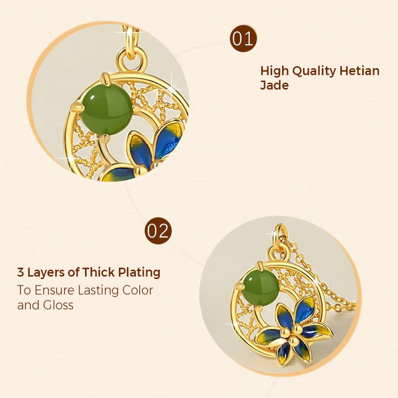 Hetian Cyan Jade 3Pcs Jewelry Set | Necklace Ring Earrings