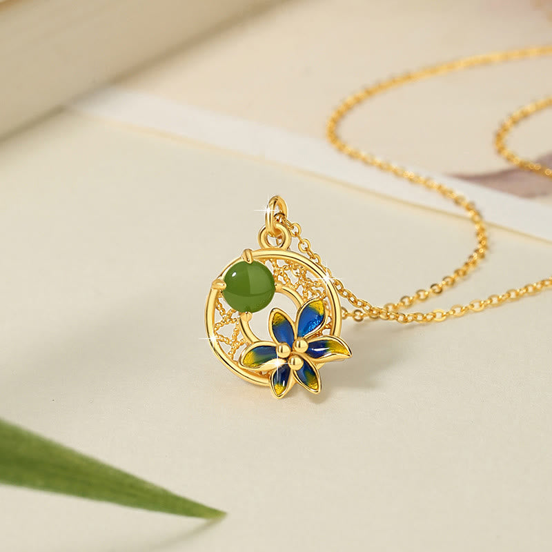 Hetian Cyan Jade 3Pcs Jewelry Set | Necklace Ring Earrings