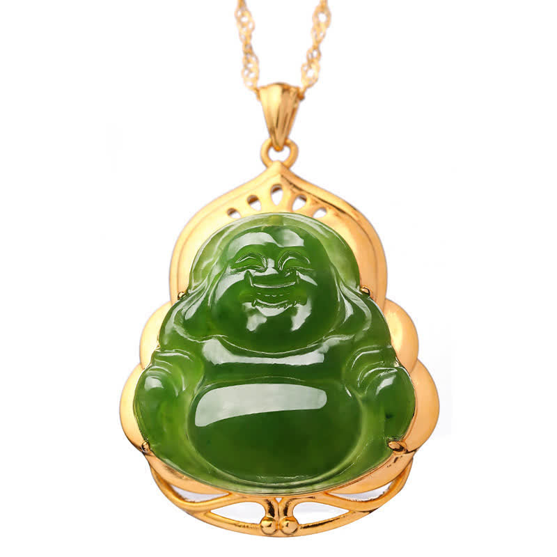 Hetian Cyan Jade Buddha Necklace | Success & Healing Charm