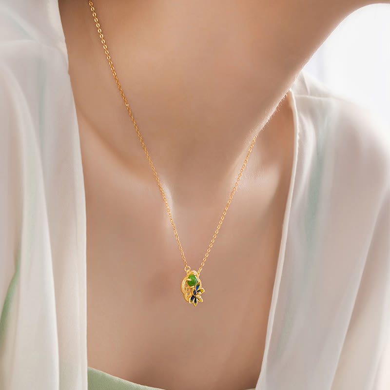 Hetian Cyan Jade Four Leaf Clover Jewelry Set | Healing Sounds