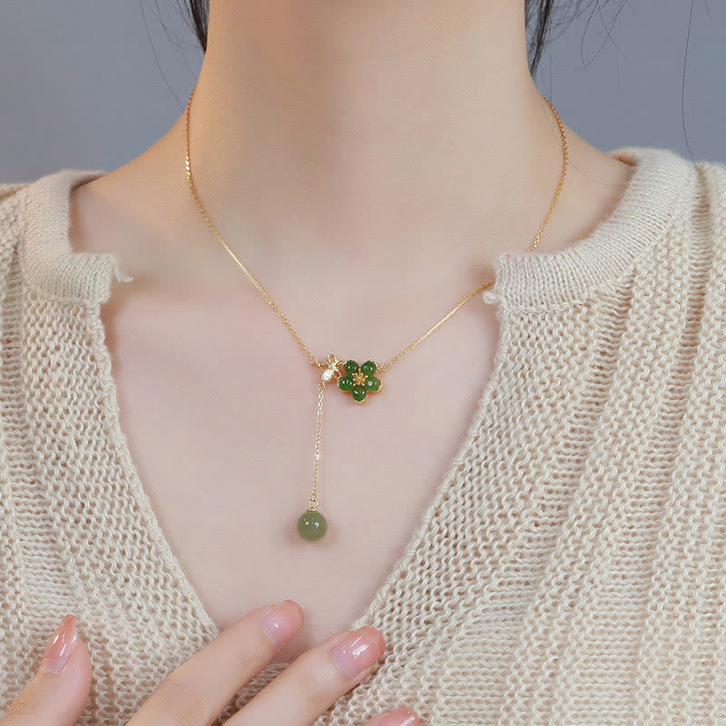 Hetian Cyan Jade Luck Necklace in 925 Silver | Healing Sounds