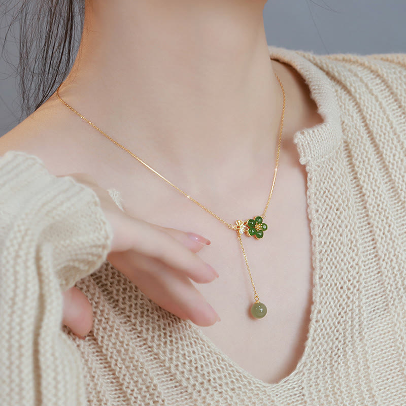 Hetian Cyan Jade Luck Necklace in 925 Silver | Healing Sounds