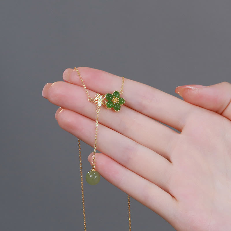 Hetian Cyan Jade Luck Necklace in 925 Silver | Healing Sounds