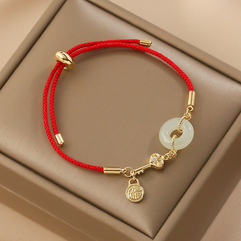 Hetian Jade 18K Gold Peace Buckle Luck Bracelet Classic