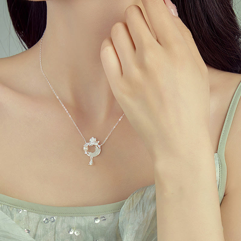 Hetian Jade 925 Silver Lotus Pendant Necklace for Protection