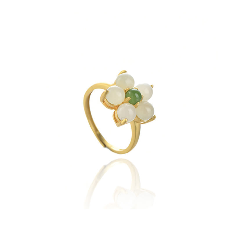 Hetian Jade Adjustable Peach Blossom Ring