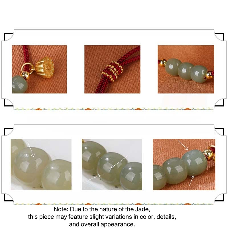 Hetian Jade Bracelet with Lotus Pod for Prosperity & Luck