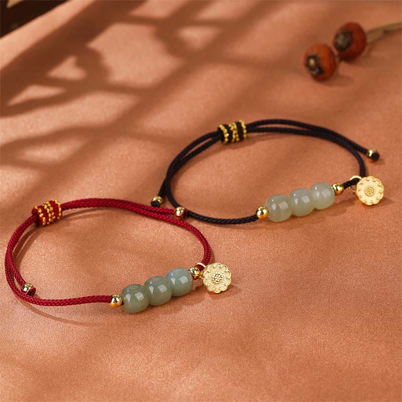 Hetian Jade Bracelet with Lotus Pod for Prosperity & Luck