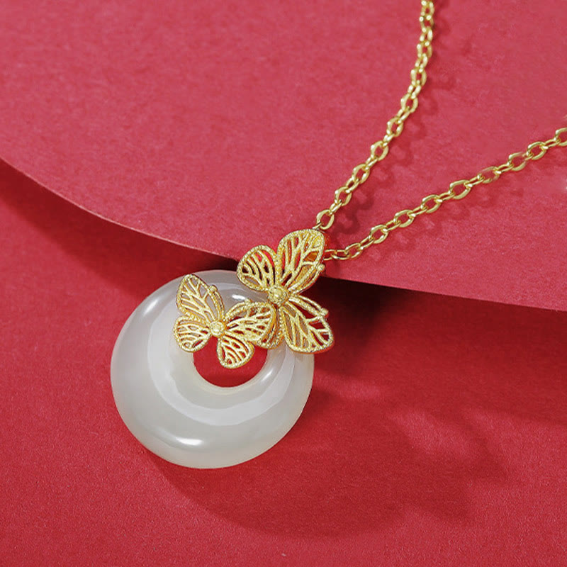 Hetian Jade Butterfly Prosperity Necklace Pendant