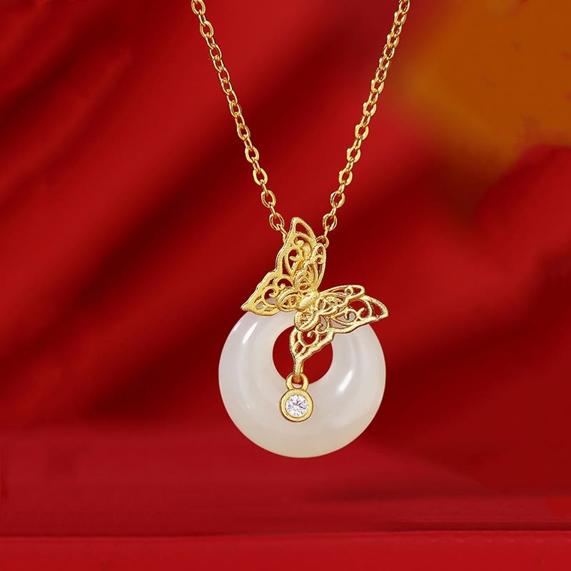 Hetian Jade Butterfly Prosperity Necklace Pendant