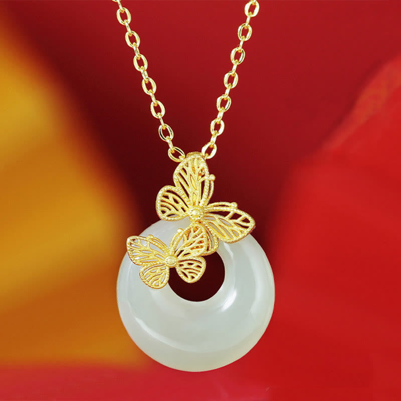 Hetian Jade Butterfly Prosperity Necklace Pendant